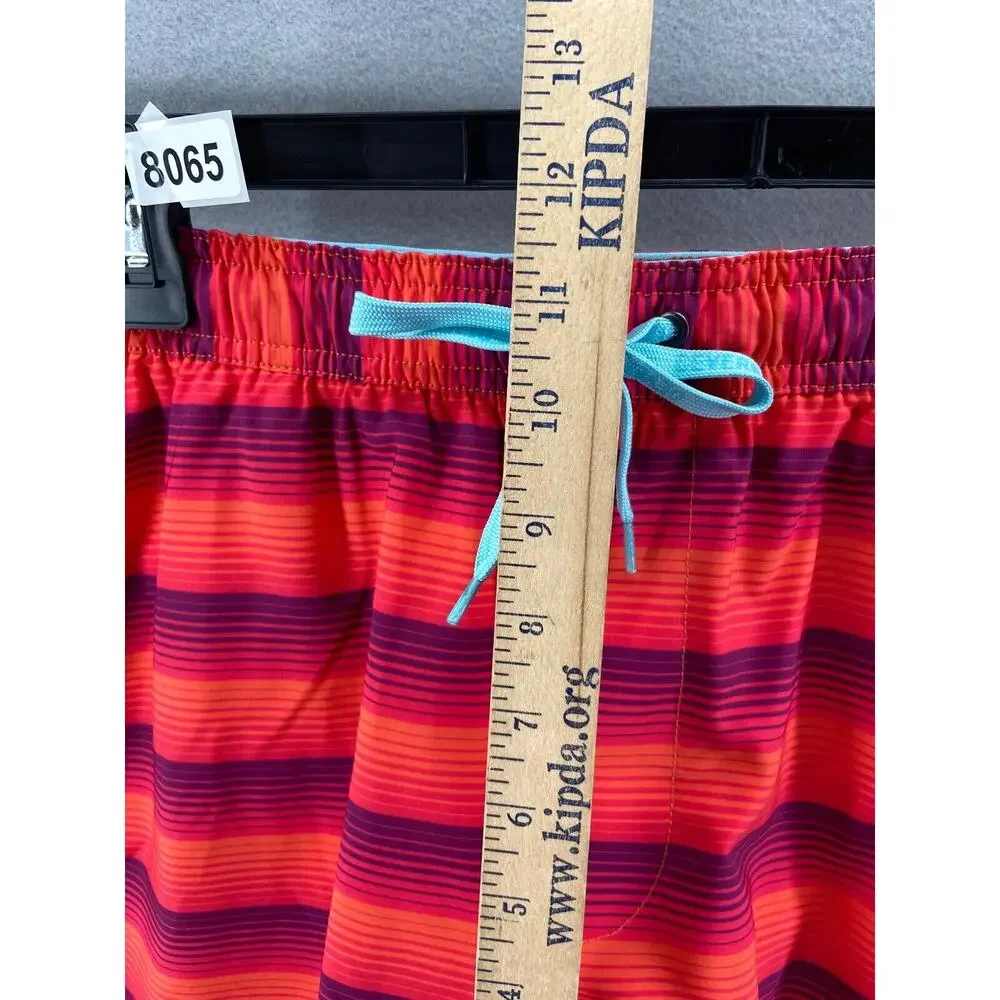 NWT Devereux‎ Board Shorts Mens Sz L Orange Stripe Athletic Stretch Water Swim